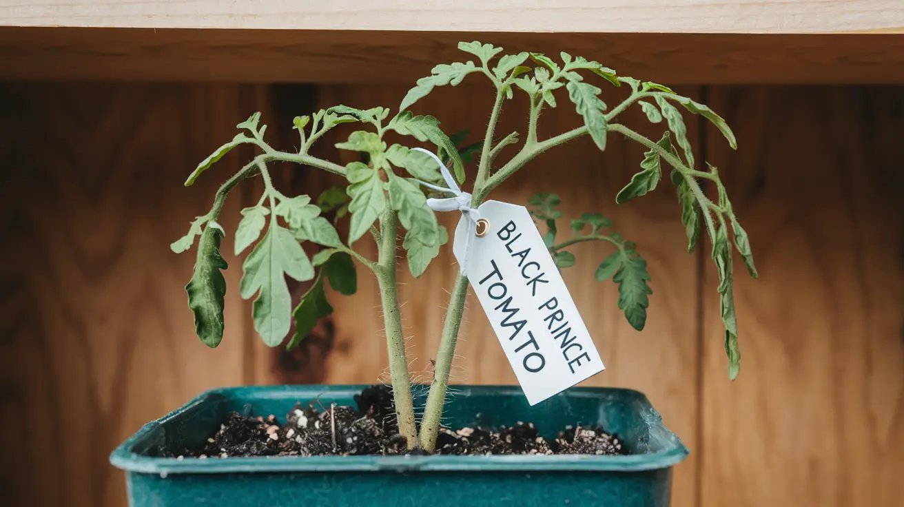 Black Prince tomato growing seedlings in containers.