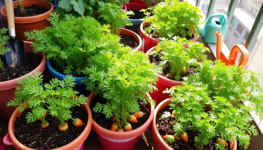 planting carrots in containers