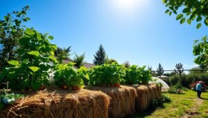 growing vegetables on straw bales