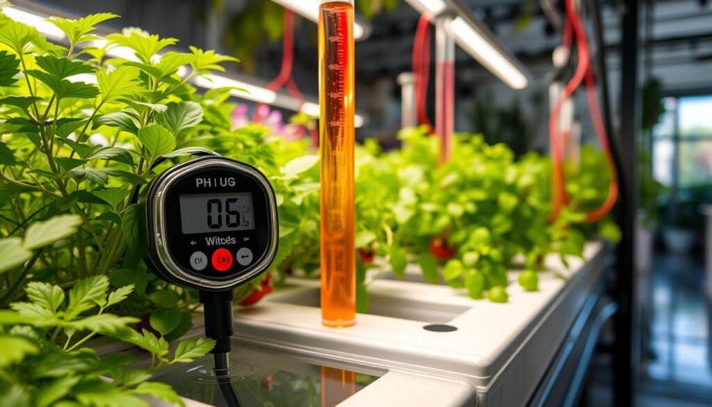 pH levels in hydroponics systems