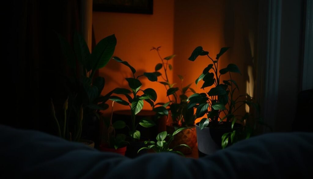 small house plants in dimly lit areas
