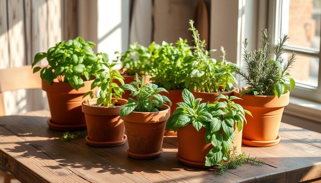 terracotta herb planters