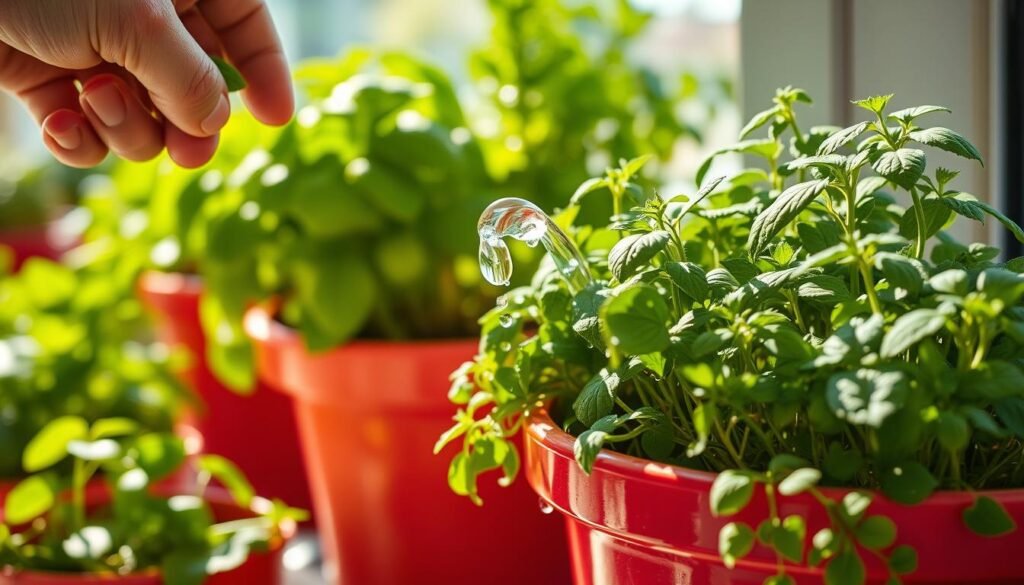 watering indoor herbs